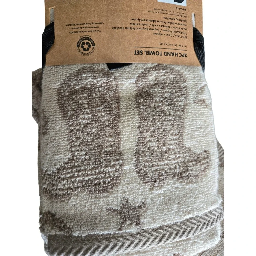 Wrangler 3 Piece Towel Set Tan Cowboy Boots Stars Quick Dry 1 Bath 2 Hand Towels